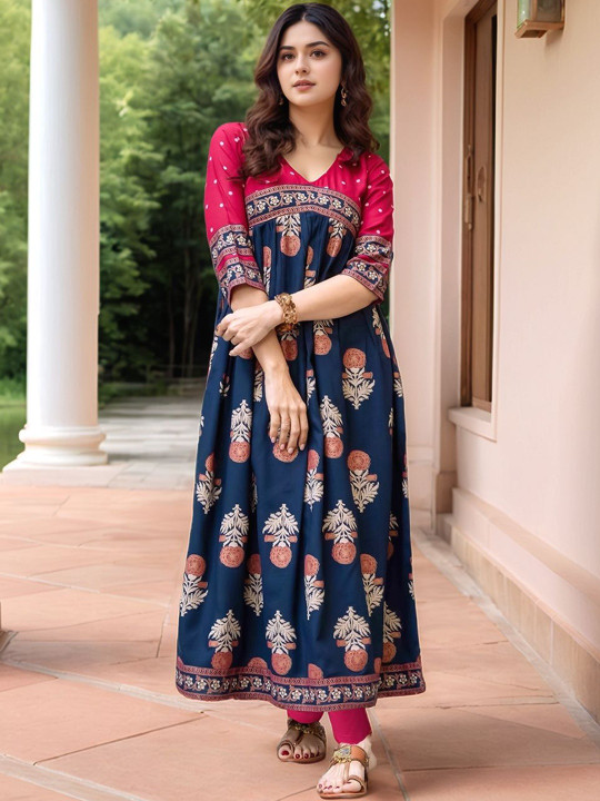 #5 Women Ethnic Motifs Printed Indie Prints Kurta - Image 1