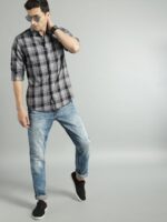 Roadster The Lifestyle Co Men Black & Grey Regular Fit Checked Casual Shirt - Image 2