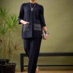 Black Embroidered Shirt With Palazzos Co-Ords