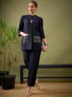 Black Embroidered Shirt With Palazzos Co-Ords
