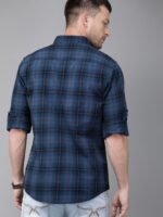 Roadster Men Blue & Black Regular Fit Checked Casual Shirt - Image 2