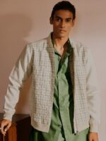 Heritage Men Checked Lightweight Longline Bomber Jacket