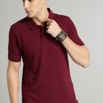 Men Maroon Solid Polo Collar T-shirt