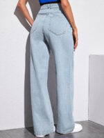 WOMEN WIDE LEG JEANS BY SKG | LATEST HIGH WAIST STRAIGHT FIT DENIM | NON-STRETCHABLE FLARED FULL LENGTH HIGH RISE | STRAIGHT WIDE LEG | CARGO WIDE LEG | High-Waist Denim Straight | Straight Leg | PETITE Solid Straight | BLACK | WHITE | BROWN STRAIGHT JEANS | CREAM | CHARCOAL | ICE BLUE | MIDBLUE - Image 2