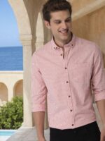 Men Pink & White Slim Fit Striped Casual ShirtMen Pink & White Slim Fit Striped Casual Shirt